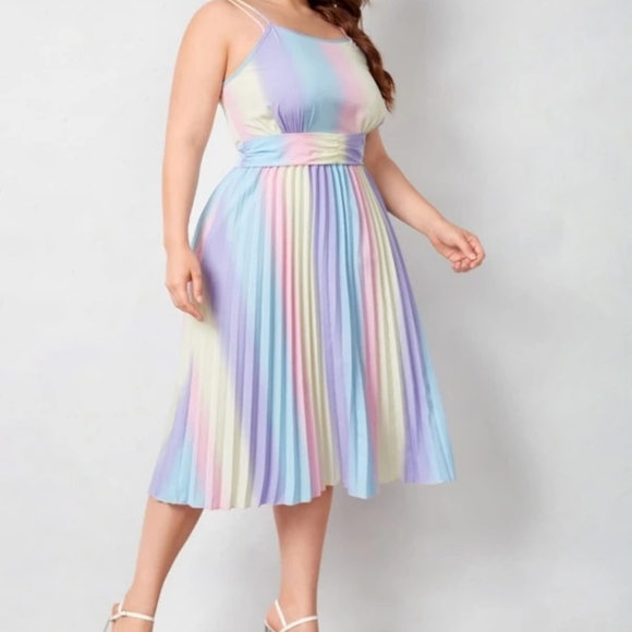 SHEIN | Plus Ombre Pleated Hem Cami Dress - Picture 7 of 7